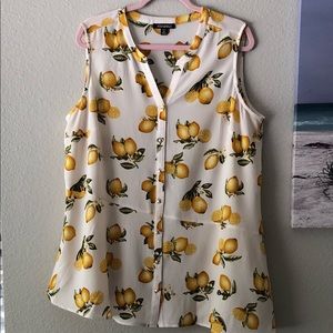 Roz & Ali 2X Sleeveless Lemon Summer Top